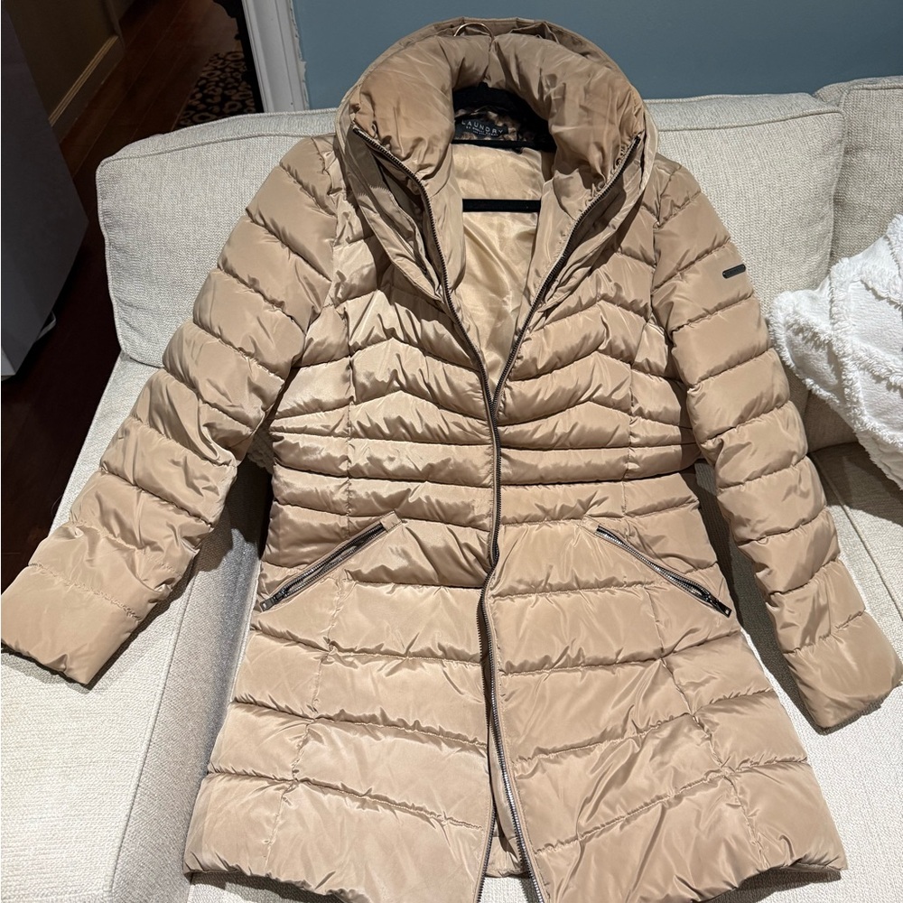Laundry By Shelli Segal Beige Puffer Coat
